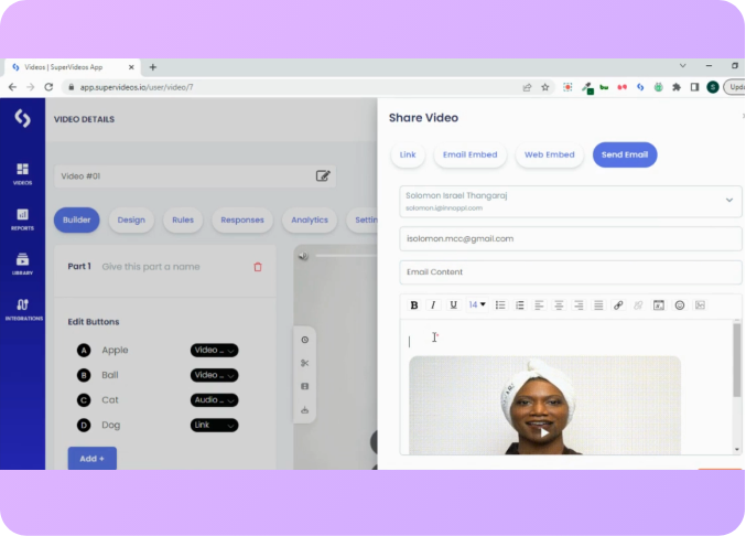 Add videos in emails - Simply upload or record